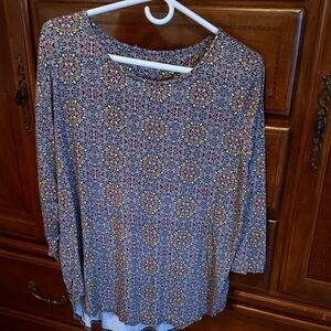 Chic Patterned Long Sleeve Women's Top